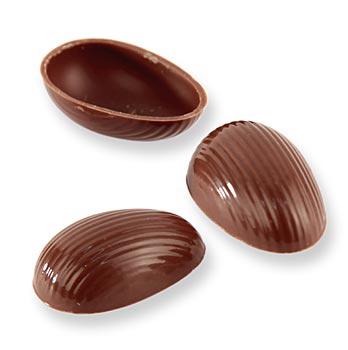 Halve schaaltjes chocolade ei, volle melk, groot, 44x29mm, 462 st, Läderach (Pasen)